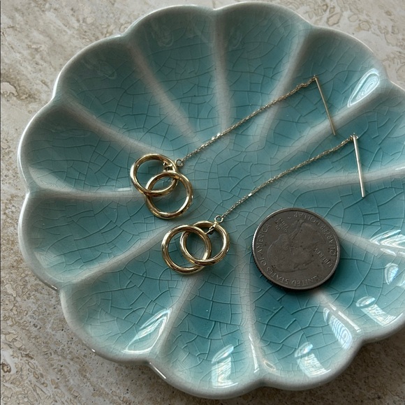 14K Gold Chain Circle Threader Earrings - Picture 5 of 5